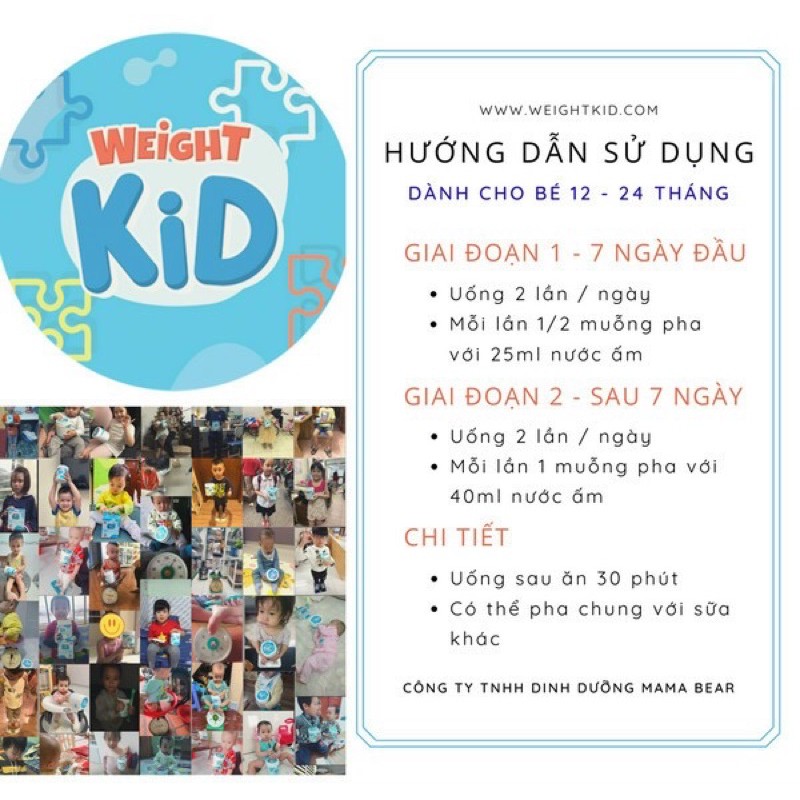 ⚡𝐂𝐇𝐈́𝐍𝐇 𝐇𝐀̃𝐍𝐆⚡ Sữa tăng cân WEIGHT KID cải thiện hấp thu, biếng ăn cho bé từ 06 tháng đến 10 tuổi loại 350g