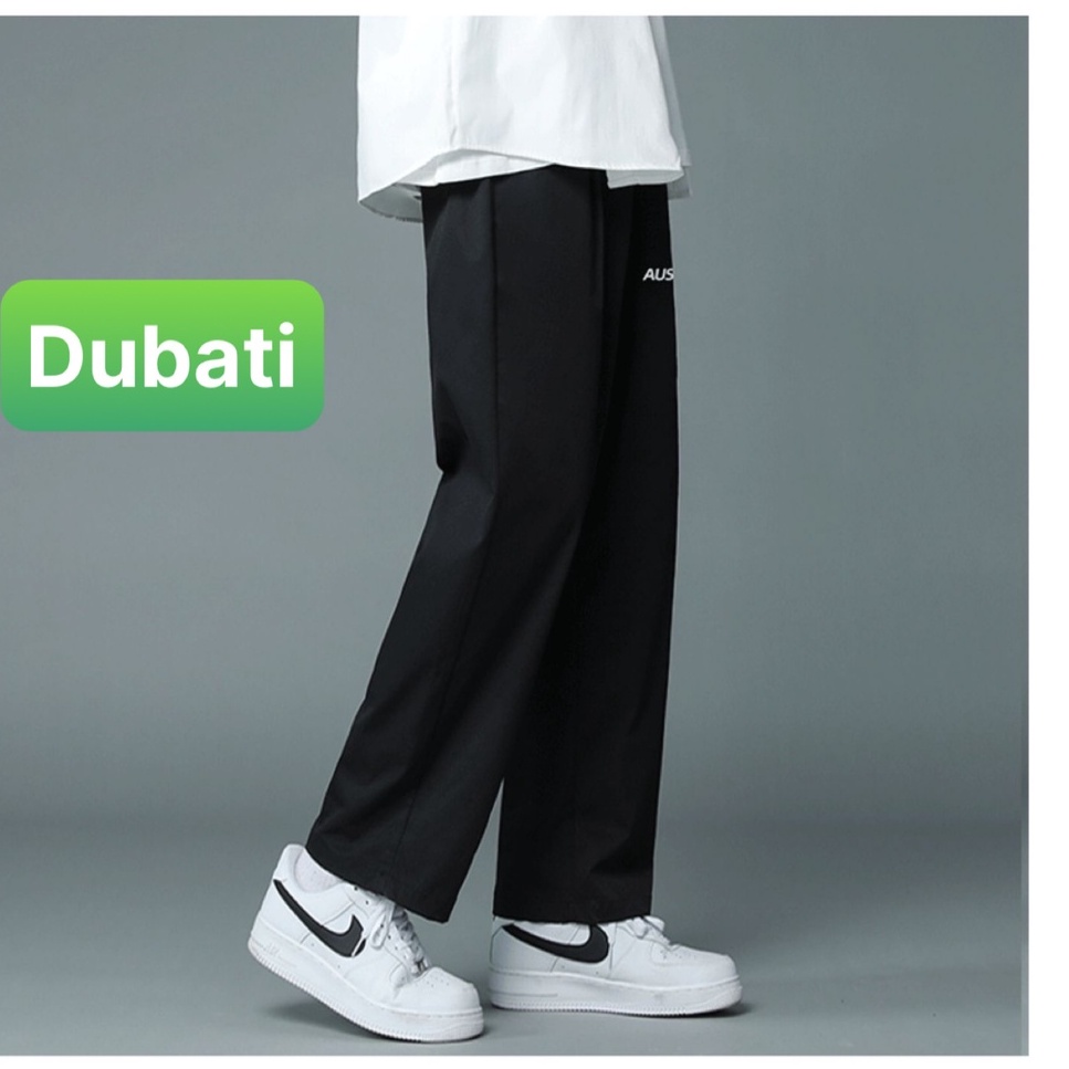 Quần baggy nam nữ Unisex ống rộng in chữ AUSSUP - Kiểu quần Kaki Nam Nữ Ống Suông Basic Unisex hot trend - Dubati fashon