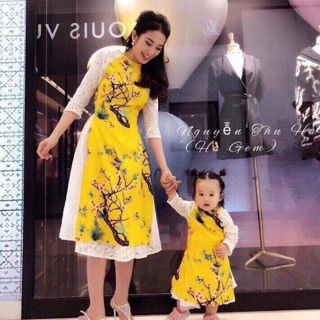 Set 3 áo dài mẹ vàg 5 áo dài nam
