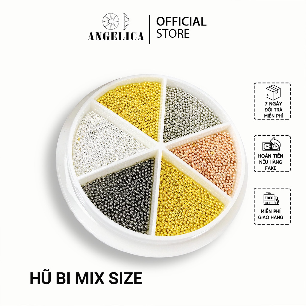 Set Bi Nail Tròn Mix 6 Màu Trang Trí Móng ANGELICA KBTMM