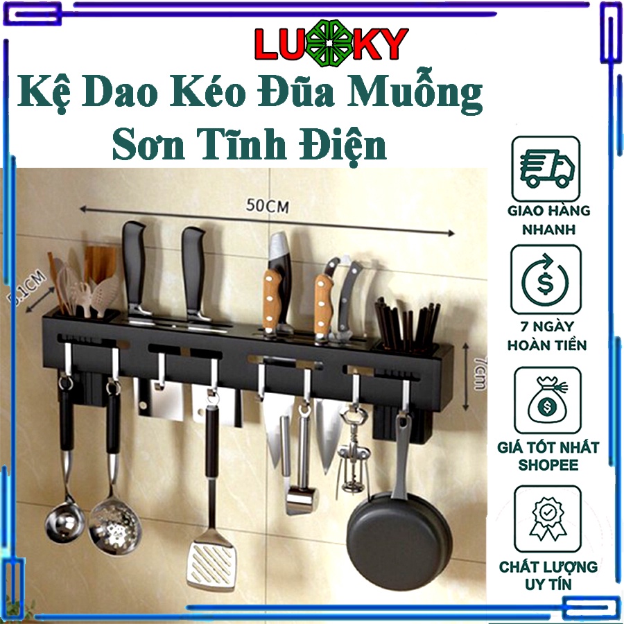 Kệ dao kéo gia dụng nhà bếp tiện ích dán keo là dùng không cần khoan tường kệ vắt dao, đũa