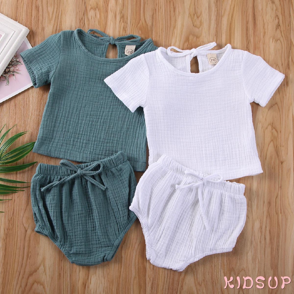 Bộ Áo Cotton + Quần Short Cho Bé Trai / Gái