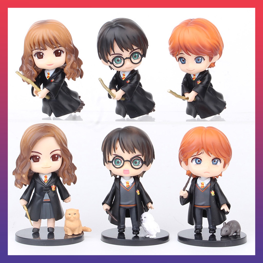 Bộ sưu tập mô hình 6 nhân vật Harry Potter phong cách Chibi cao 10cm siêu cute