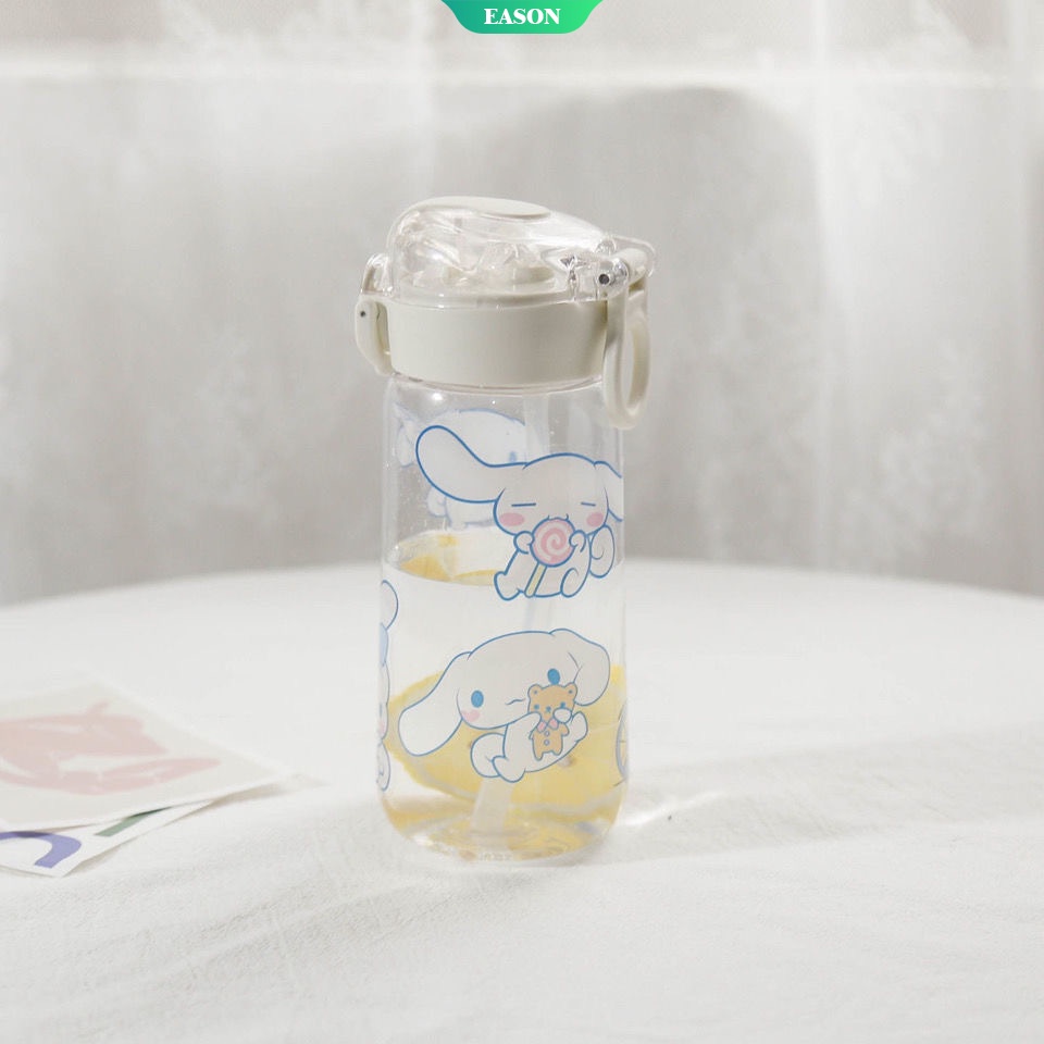 Cốc Nhựa Trong Suốt Hình Hoạt Hình Cinnamoroll Dung Tích Lớn 450ml Đựng Bình Nước Nhỏ Gọn DIY