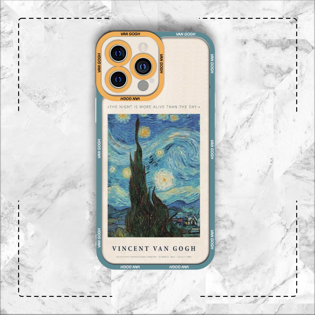 Ốp lưng iphone cạnh vuông JM Case Van Gogh đêm đầy sao 6plus/6s/6splus/7/7plus/8/8plus/x/xs/11/12/pro/max/plus/promax