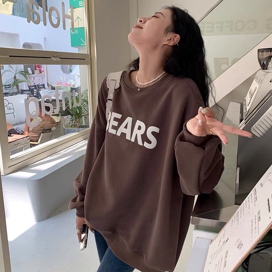 Áo Sweater In Chữ BEARS Áo Sweater Tay Bồng Chất Nỉ Ngoại Dày Dặn Form Rộng Freesize Unisex Ảnh Thật