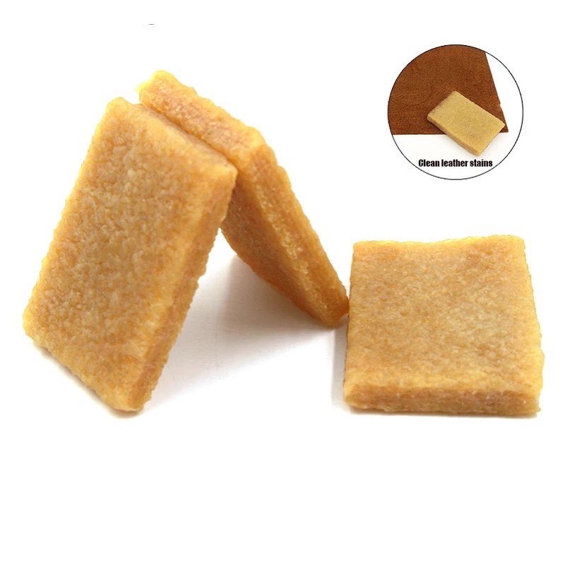 Cao su chùi keo trên túi da, da lộn