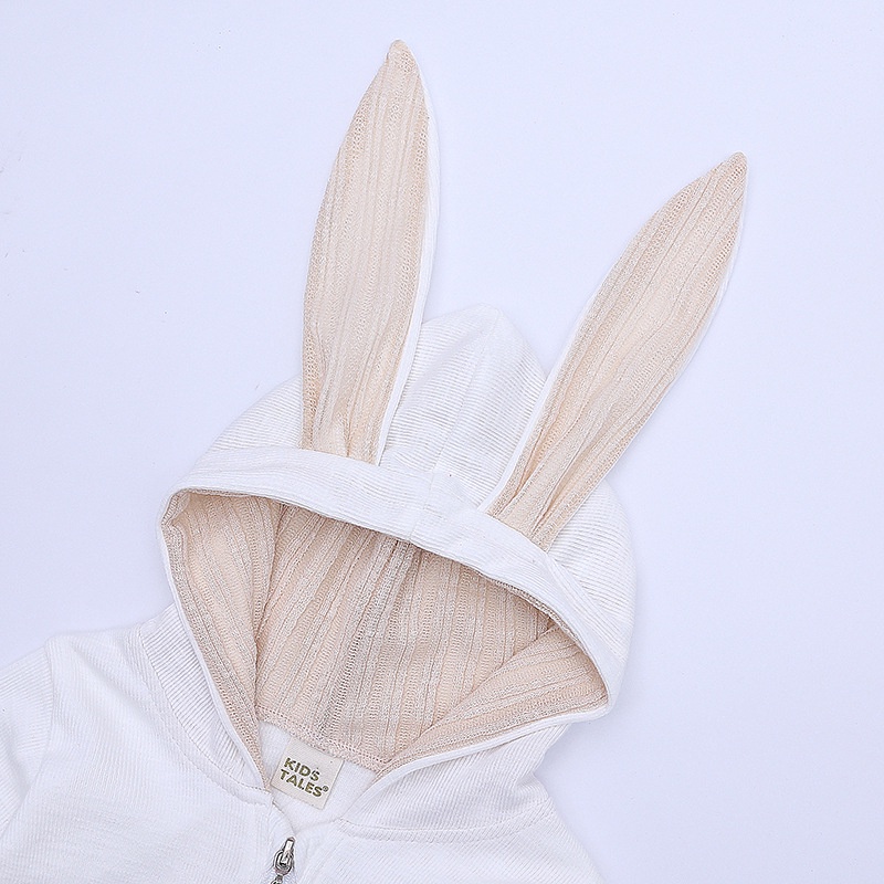 Bộ Áo Liền Quần Tay Dài Chất Liệu Cotton In Hình Tai Thỏ Dễ Thương Thời Trang Cho Bé Sơ Sinh
