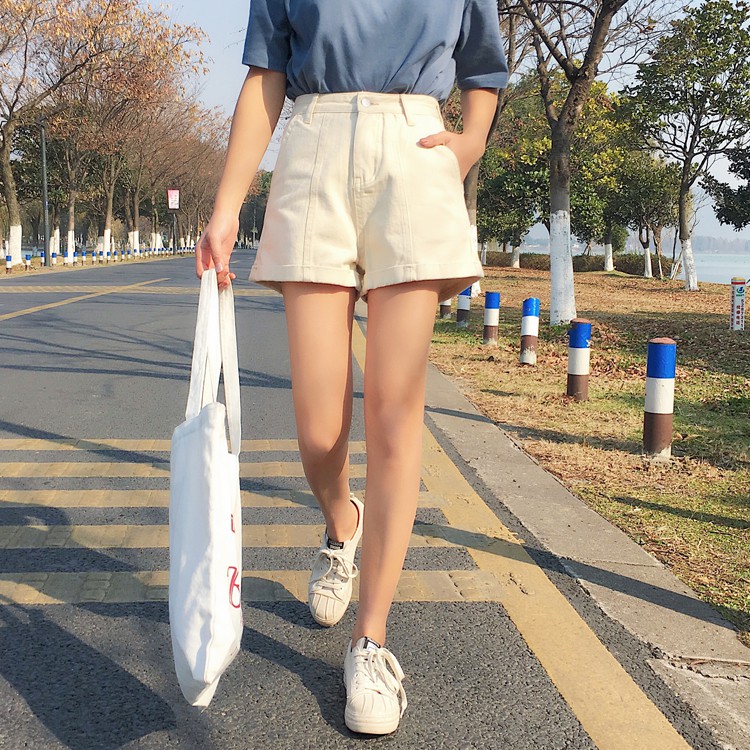 Xiaozhainv Quần short phối thắt lưng phong cách cá tính thời trang cho nữ