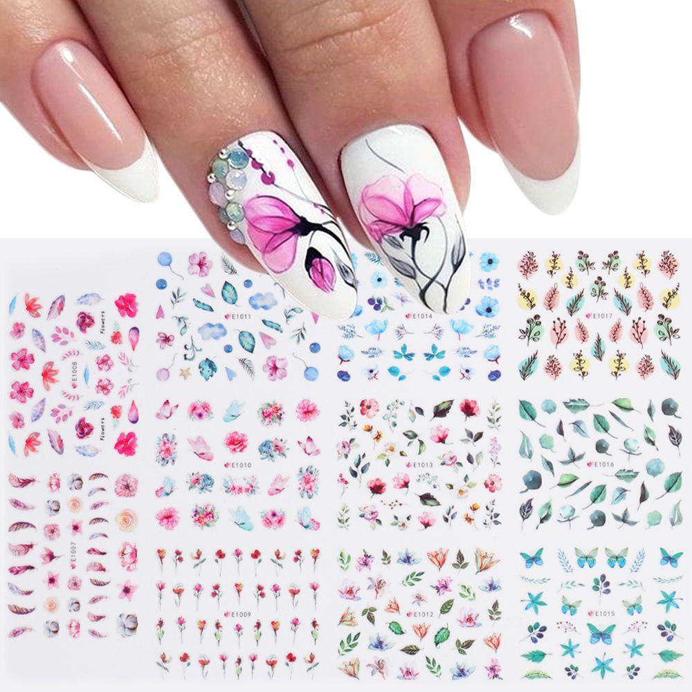 Miếng Dán Trang Trí Móng Tay In Hoa Lá Xinh Xắn