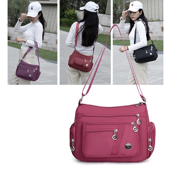 Túi đeo chéo nữ vải dù chống thấm nước size 28cm TUI-13