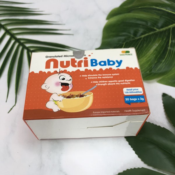 Nutri Baby - hỗ trợ hệ miễn dịch, nâng cao thể trạng, sức đề kháng cho trẻ, giúp trẻ ăn ngon tiêu hóa tốt.