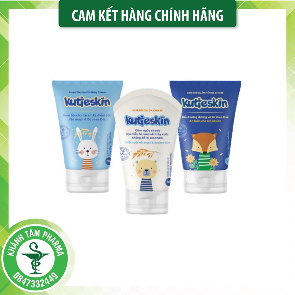 Bộ sản phẩm KUTIESKIN cho bé (dưỡng ẩm/ chàm sữa/ ngứa, hăm) [kutiskin, cutieskin, kutiekin, kem em bé, atoskin]