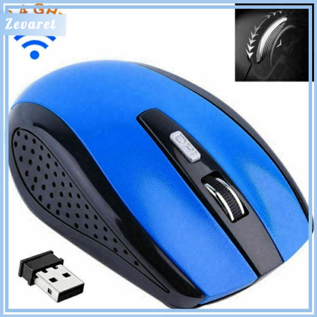 Chuột Quang Không Dây Zevaret 2.4GHz + ĐầU NhậN USB Cho PC/Laptop