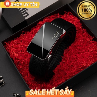 thắt lưng Pierre cardin mặt kính logo vàng bản dây 3.5cm 1b