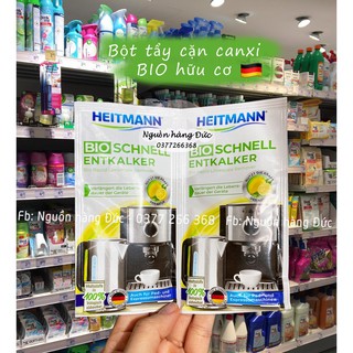 Bột tẩy cặn bình siêu tốc hữu cơ an toàn, lành tính Heitmann BIO Đức, tẩy cặn bình đun, ấm siêu tốc, máy pha cà phê