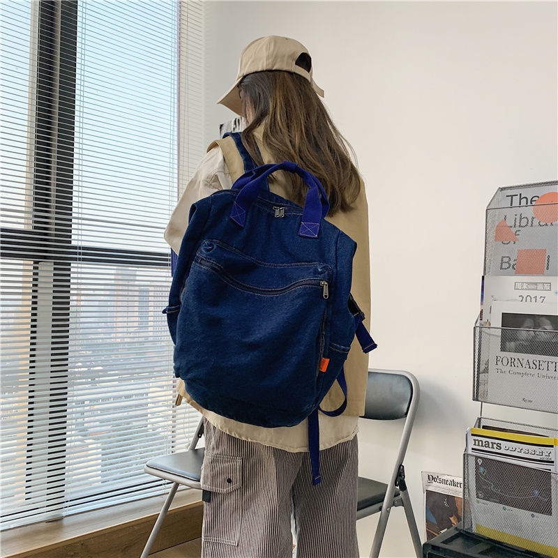 Ba Lô Denim Đơn Giản Phong Cách Hàn Quốc Dành Cho Nữ