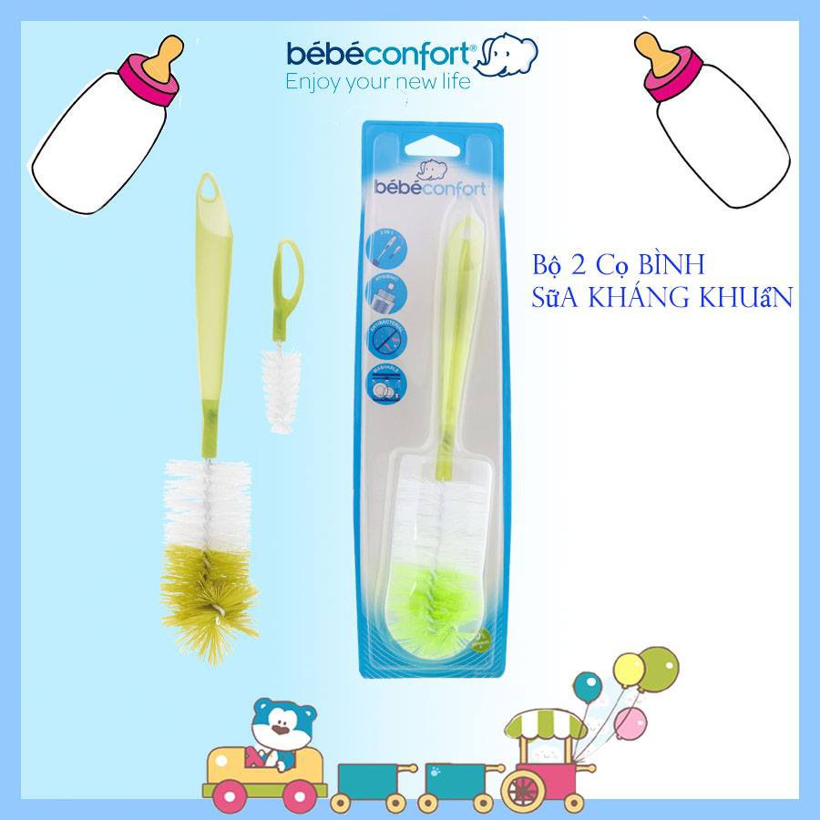 Cọ bình sữa cho bé và núm ti kháng khuẩn 2 in 1 Bebeconfort
