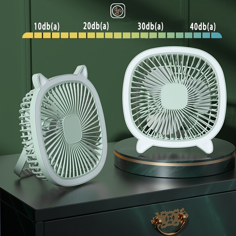 Quạt Tích Điện Để Bàn, Treo Tường Mini Có Đèn Chiếu Sáng, Điều Chỉnh 3 Tốc Độ Gió,Có Thể Sạc Lại Cổng Sạc USB