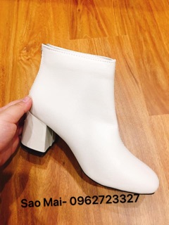 Boot cổ thấp 2 màu đen kem