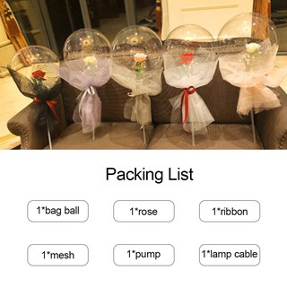 LED Luminous Balloon Transparent Round Foam Rose Bouquet Bobo Ball Birthday Party Wedding Decoration