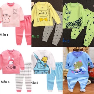 Bộ cotton dài tay QC bé trai bé gái| ảnh thật