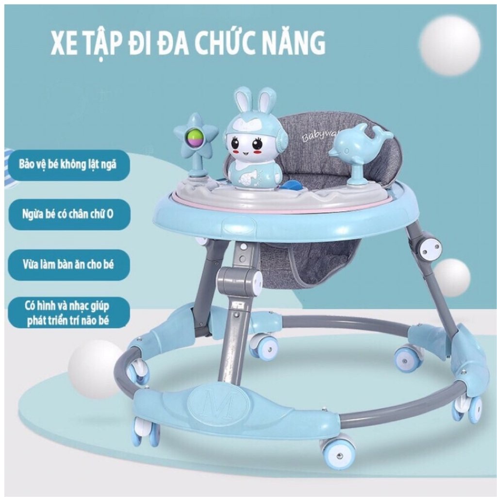 Xe Tròn Tập Đi Đa Chức Năng DOREMON/THỎ 3 in 1,Điều Chỉnh Cao Thấp
