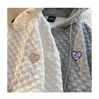 Áo khoác hoodie nỉ khóa kéo vân nổi phong cách Hàn Quốc