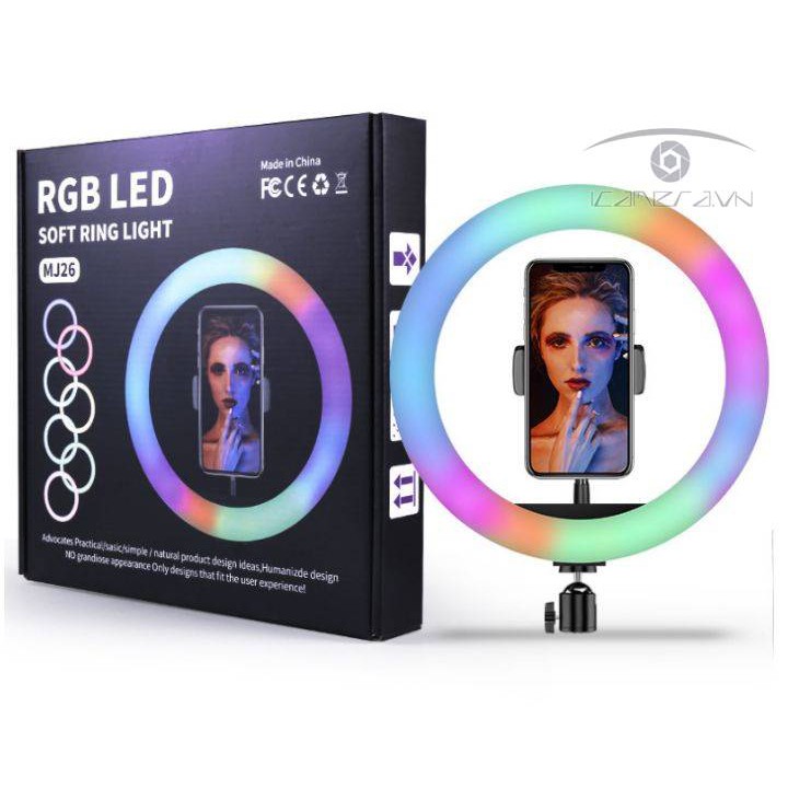 Đèn Led ring tròn đổi màu RGB 13 inch MJ33 hỗ trợ livestream bán hàng online và quay vlog cá nhân