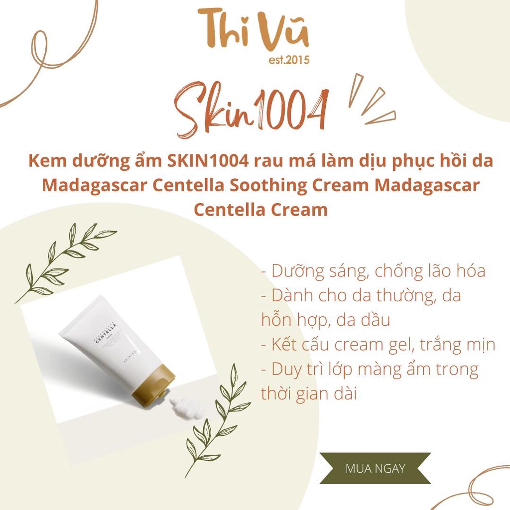 Kem dưỡng da rau má Skin1004 Madagascar Centella Soothing Cream 75ml dưỡng ẩm làm dịu phục hồi da