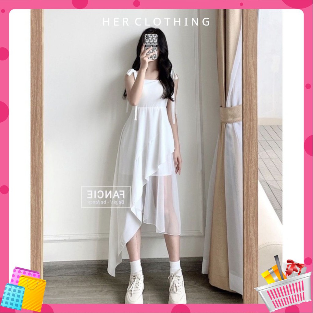 Đầm nữ trắng tầng phối lưới siêu ht hiện nay đầm may 2 lớp chất đẹp như hình mã[ ĐUÔI CÁ