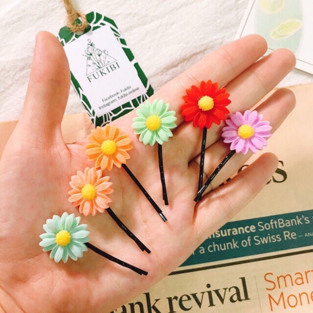 🏵Combo 10 cái kẹp Tăm (xẹt) HOA CÚC MÀU