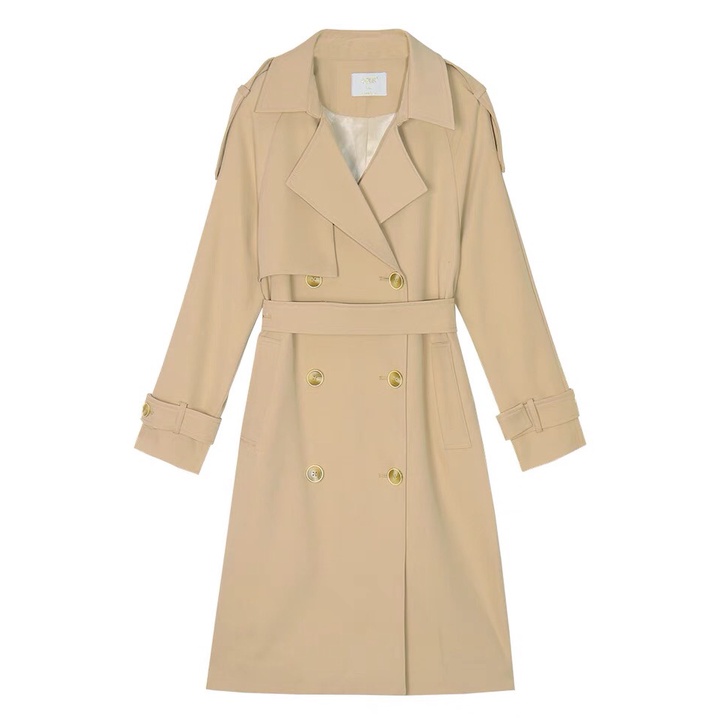 [ORDER TAOBAO]  Áo Trench Coat Size XXS XS Kaki Dáng Dài Có Xẻ Tà Đằng Sau | BigBuy360 - bigbuy360.vn
