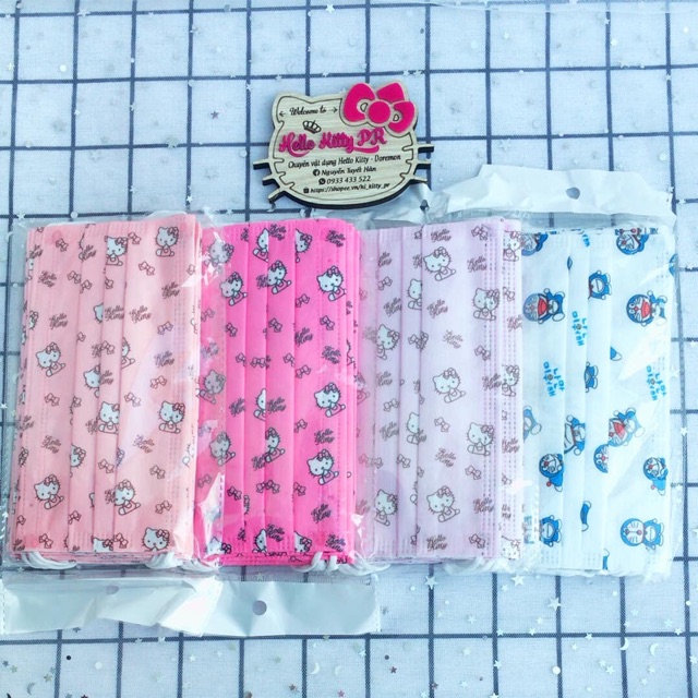 Khẩu trang y tế Hello Kitty - Doremon