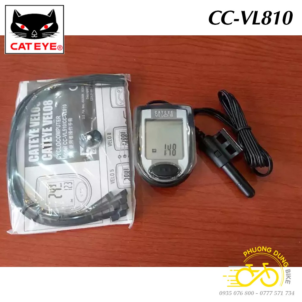 Đồng hồ đo tốc độ xe đạp có dây CATEYE VELO 8 CC-VL810