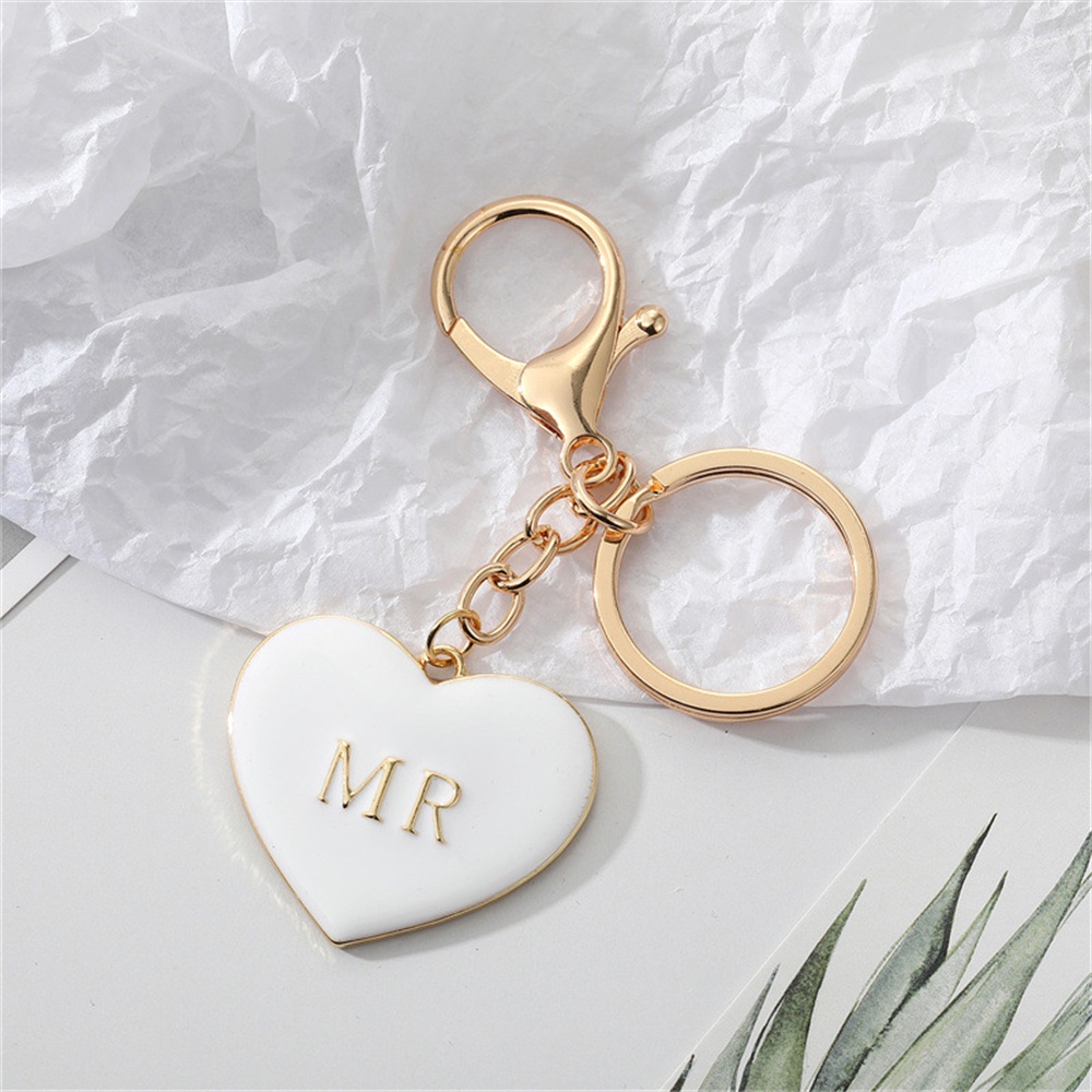 Móc Khóa Mặt Kim Loại Hình Trái Tim In Chữ Mr/Mrs