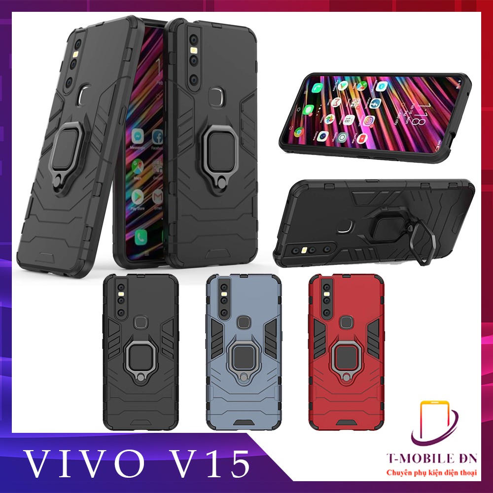 Ốp lưng Vivo V15,🔥FREESHIP🔥Ốp iron man chống sốc kèm nhẫn iring chống xem video bảo vệ camera cho Vivo V15