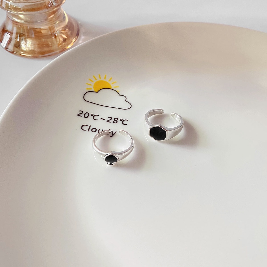 Nhẫn hở hình lục giác/ cái xẻng phong cách retro thời trang cho nam và nữ