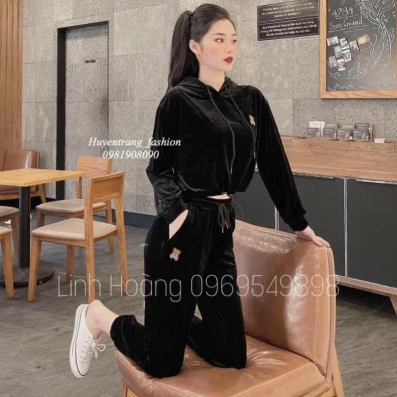 Bộ thể thao nữ chất nỉ nhung thêu gấu | BigBuy360 - bigbuy360.vn