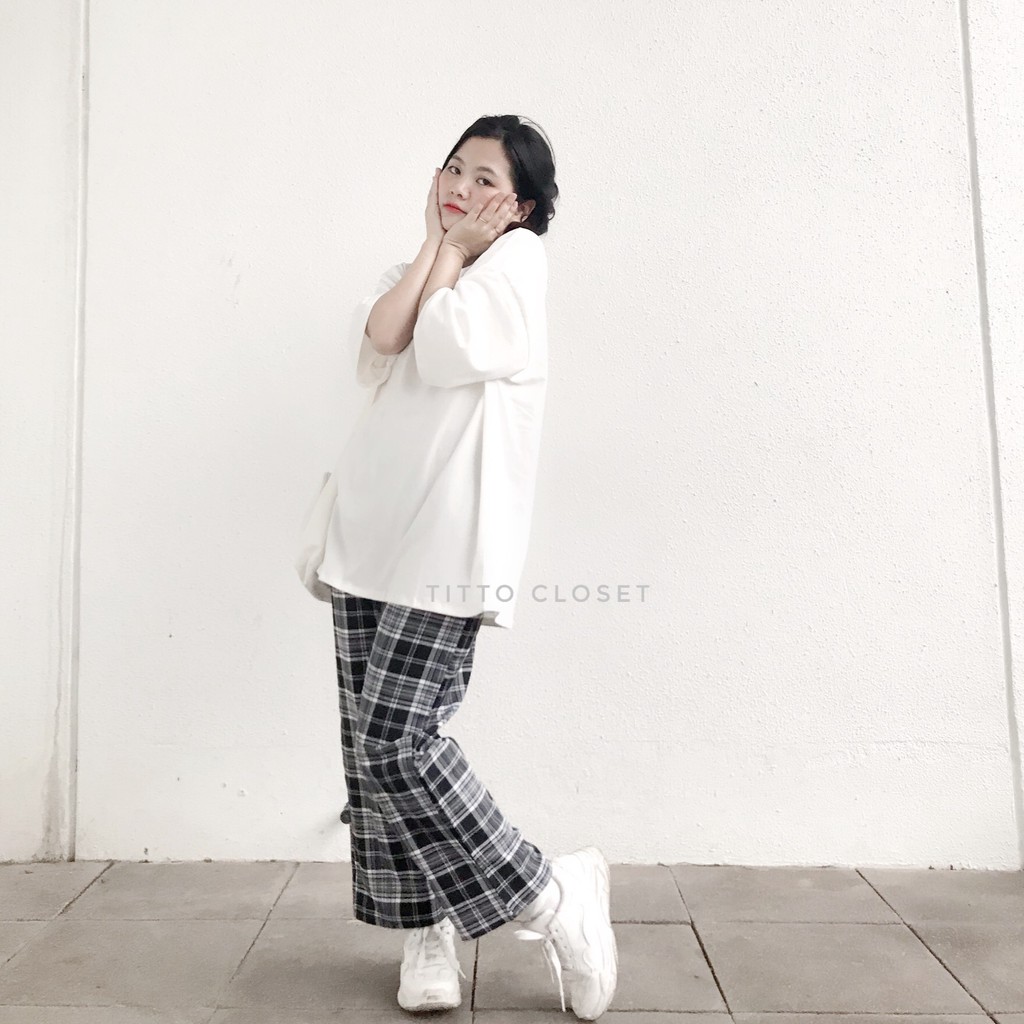 Quần Caro Cullotes Ống Rộng Ulzzang Unisex (Ảnh Thật)