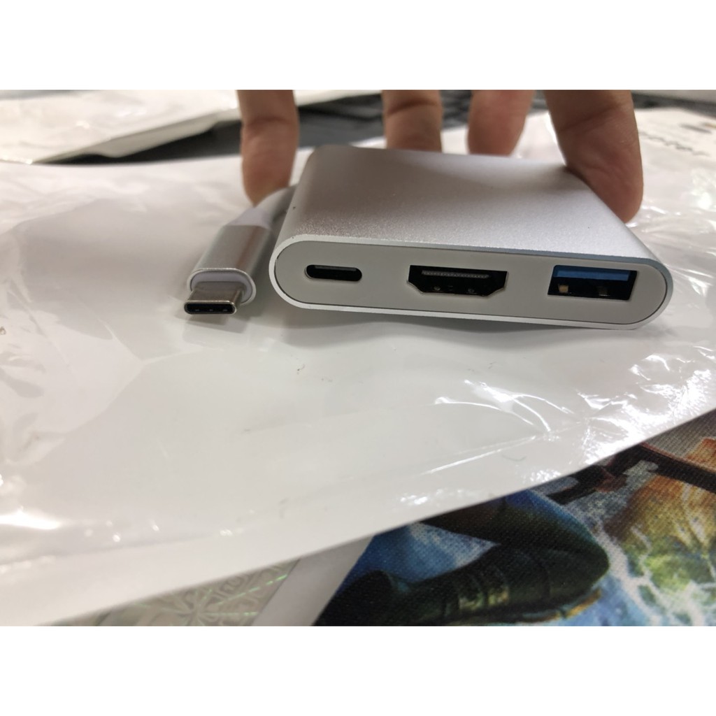 Bộ Adapter cáp chuyển Type-C sang HDMI 4k/USB/TypeC 3 trong 1 dùng trong trình chiếu cho Macbook, iPad, Smart Phone