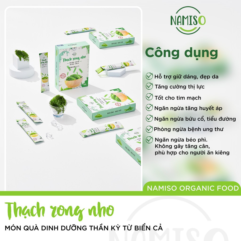 Thạch rong nho Namiso, thạch rong nho giúp khỏe da đẹp dáng