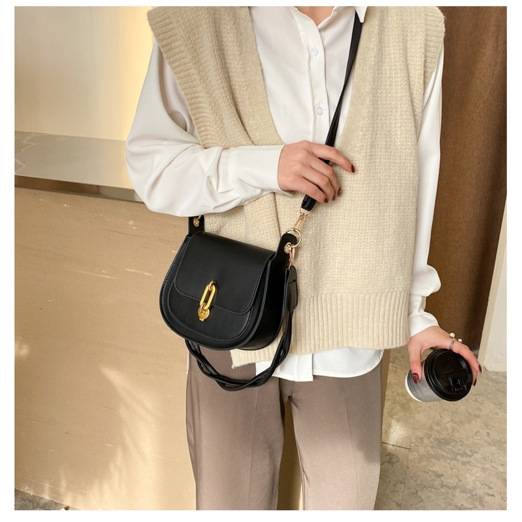 Túi Xách Nữ Đeo Chéo Hình Bầu Dục Túi Đẹp Nách Da PU Màu Đen Màu Nâu Kiểu Dáng Đơn Giản Phong Cách Hàn Quốc