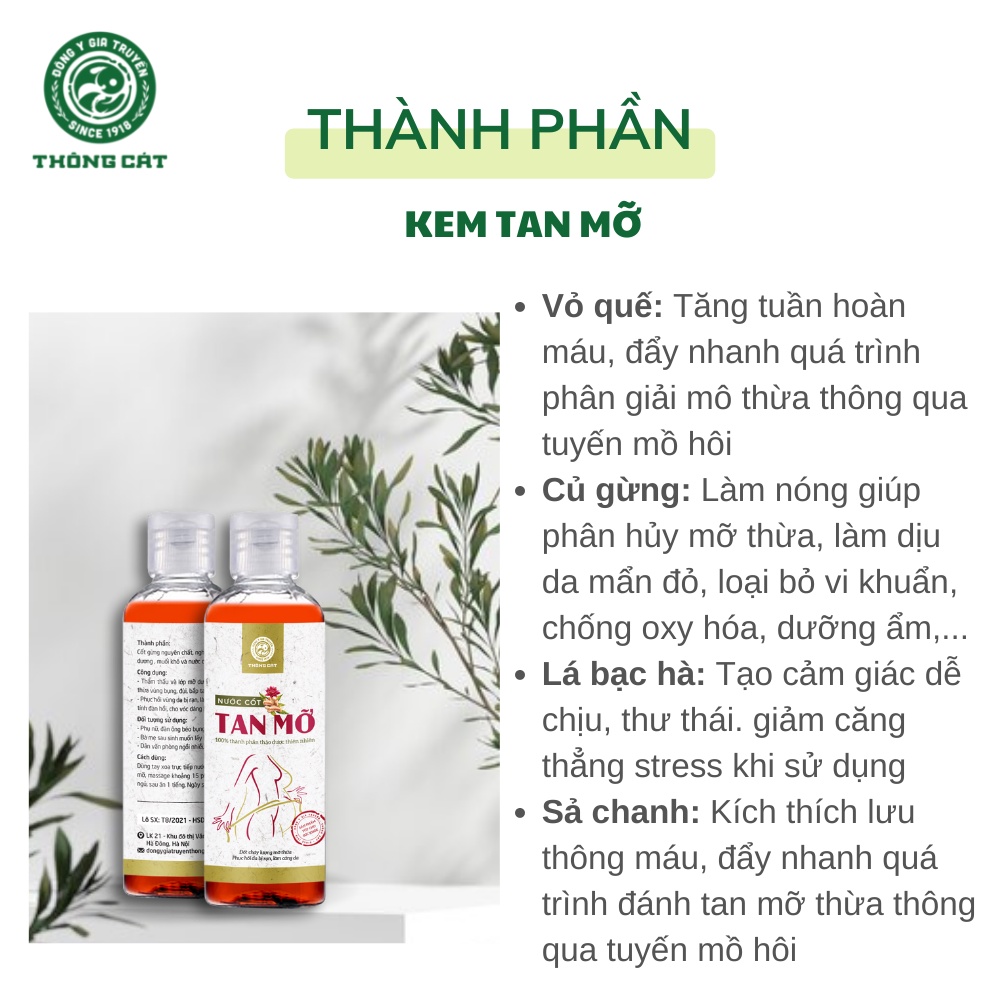 Kem tan mỡ Thông Cát chống rạn da hết rạn da săn chắc da tan mỡ giảm mỡ bụng, đùi hiệu quả an toàn