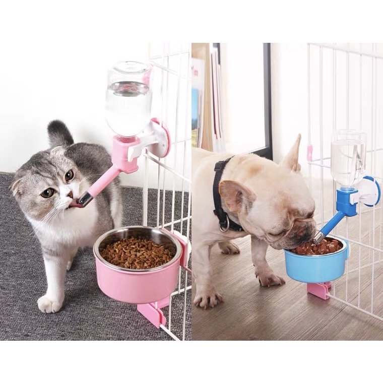 Bình nước treo gắn chuồng lồng tự động cho chó mèo siêu chắc chắn 330ml