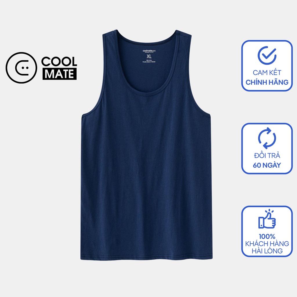 Áo ba lỗ Cotton 100% Coolmate Basics V2 màu XANH NAVY ( khác rập) CW