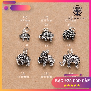 Charm bạc hình con voi 2 mặt treo