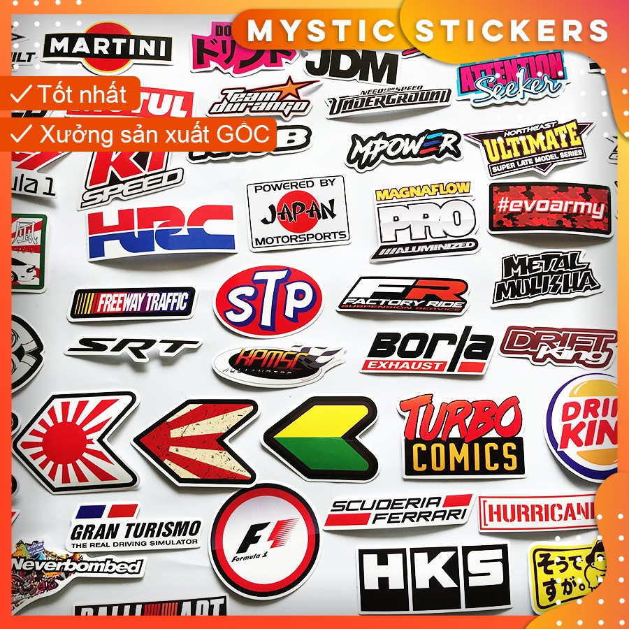 [LOGO ĐUA XE] 100 Sticker chống nước/trang trí,dán xe laptop mũ bảo hiểm vali...