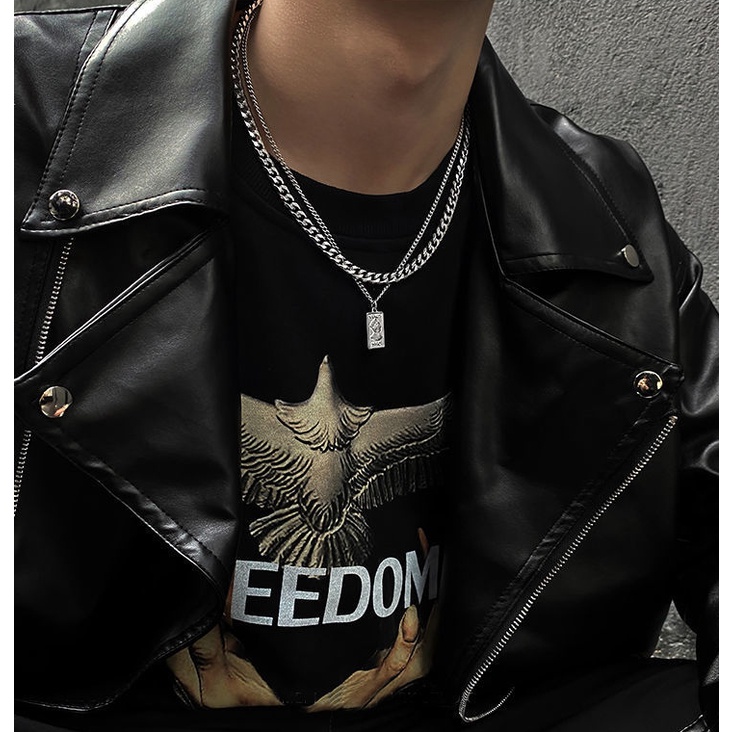 Vòng cổ Hai Lớp Thiết Kế Đơn Giản Cá Tính Cho Nam