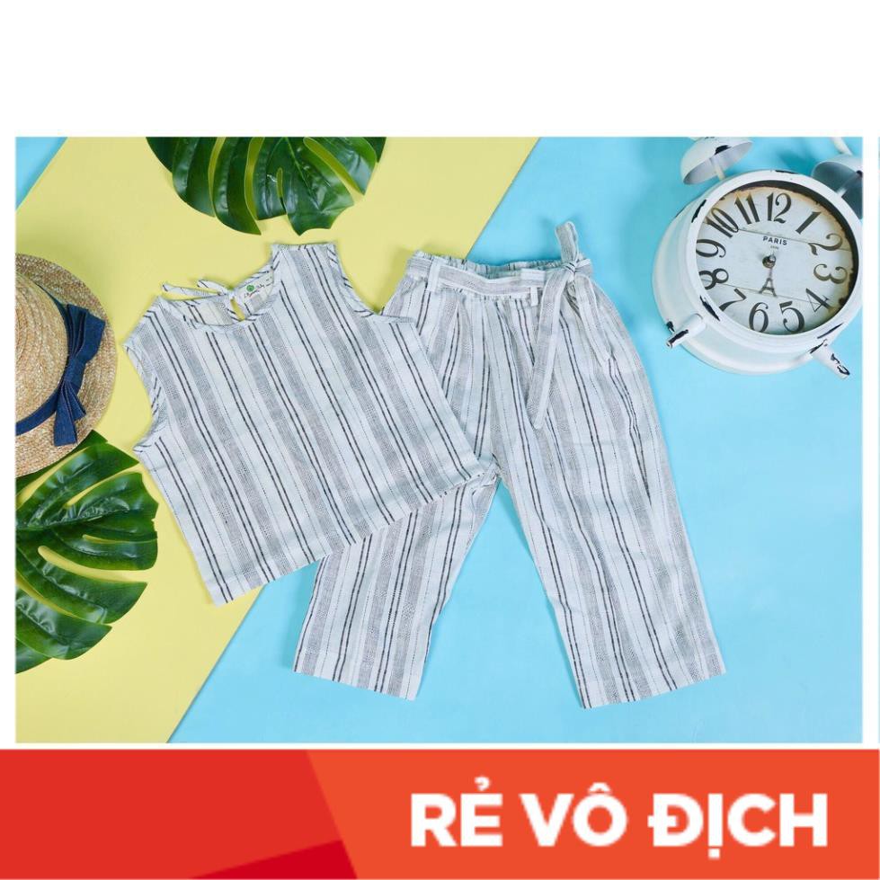 Set linen kẻ sát nách quần dài Bạn gái Từ 3-10, cho bạn từ 12-30kg. Chất linen mềm mại, không nhăn, siêu mát